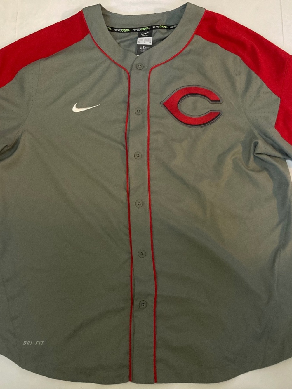 Nike Cincinnati Reds Authentic Collection Woven Sideline Coaching Jersey Gray XL